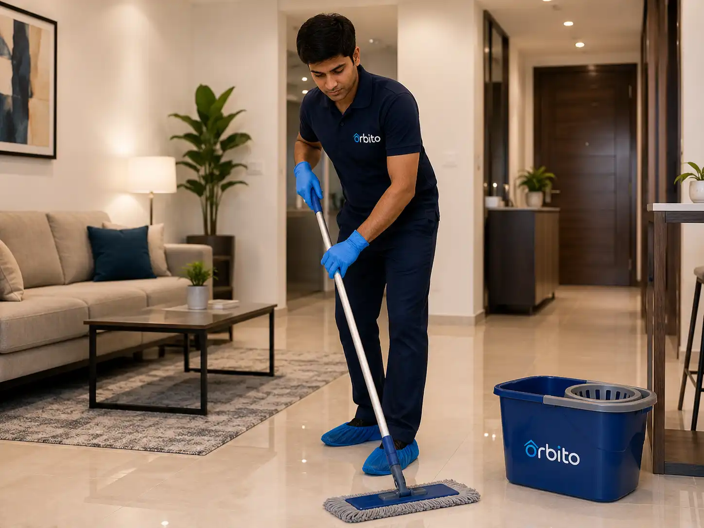 Professional sweeping and mopping service